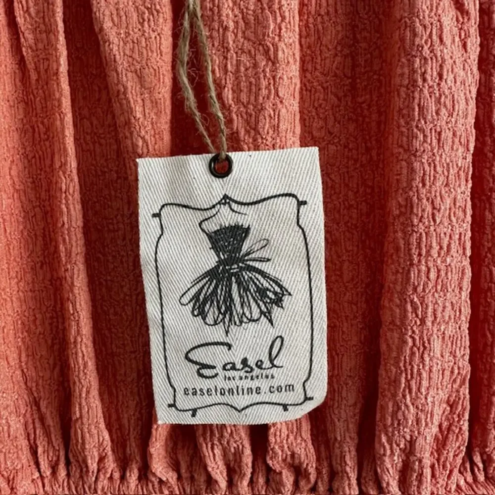 Easel NWT Coral Gauze Textured Boho Top Medium - Picture 7 of 9
